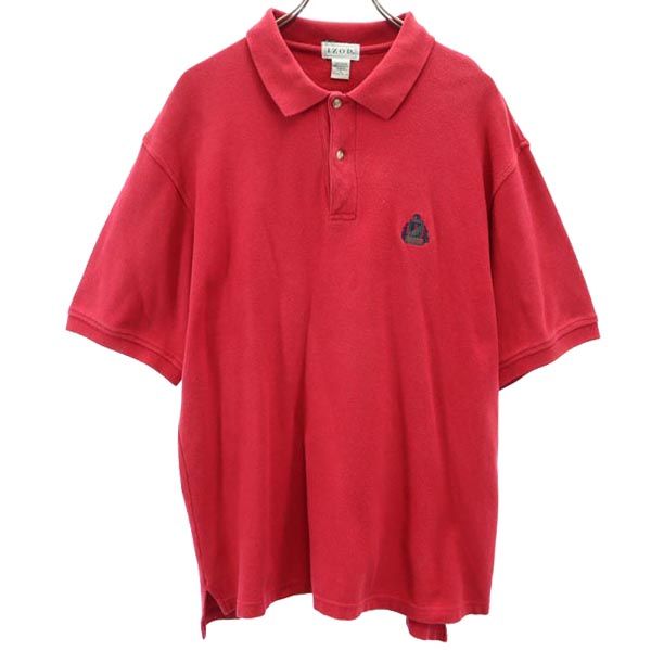 古着 IZOD アイゾット 半袖 ポロシャツ L 赤系 鹿の子 メンズ 【中古】