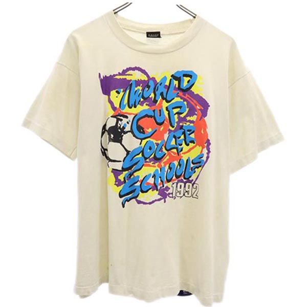 古着 SCREEN STARS スクリーンスターズ 90s オールド USA製 両面プリント サッカー 半袖 Tシャツ XL ア..