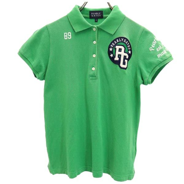 古着 パーリーゲイツ PEARLY GATES 日本製 ゴルフ 半袖 ウェア 0 グリーン 鹿の子 レディース 【中古】