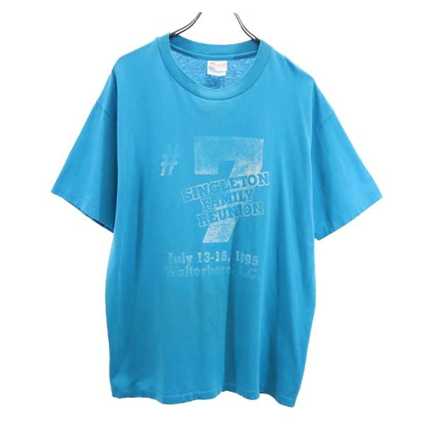 古着 Hanes ヘインズ 90s オールド USA製 プリーツプリーズ 半袖 Tシャツ L ブルー系 メンズ 【中古】 【PD】