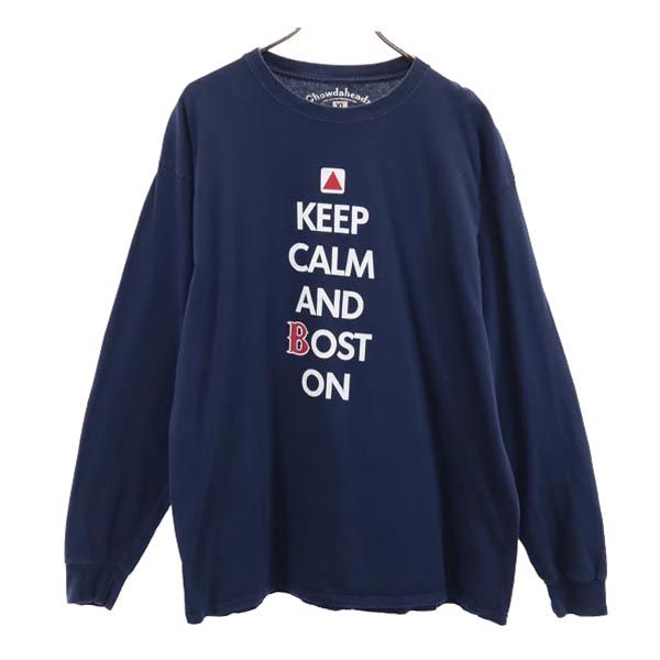 古着 Chowdaheadz プリント 長袖 Tシャツ XL ネイビー系 ロンT メンズ 【中古】