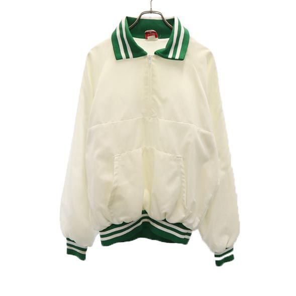 古着 K1 Sportswear ケーワンスポーツウェア 90s USA製 オールド バック刺繍 ハーフジップ ジャケット L 白系 プルオーバー メンズ 【中古】 【PD】