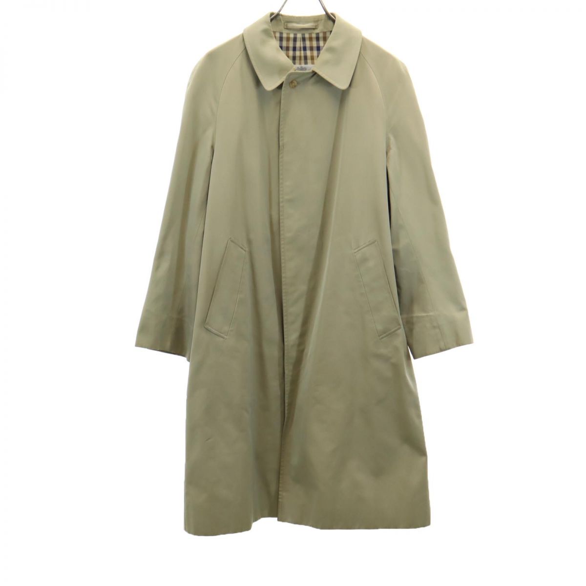 古着 Aquascutum アクアスキュータム 80s ヴィンテージ ステンカラーコート 34 カーキ メンズ 【中古】 【PD】