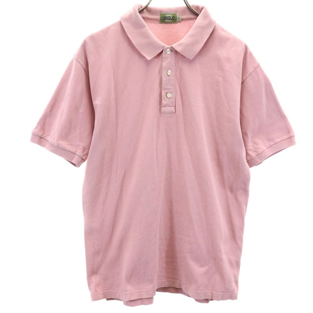 古着 UNIQLO ユニクロ オールド 半袖 鹿の子 ポロシャツ L ダスティーピンク系 メンズ 【中古】