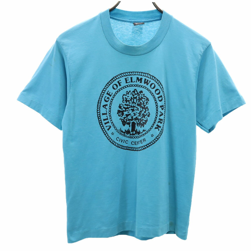 古着 FRUIT OF THE LOOM フルーツオブザルーム 90s USA製 半袖 シングルステッチ オールド Tシャツ 14-16 水色 BEST キッズ 【中古】 【PD】