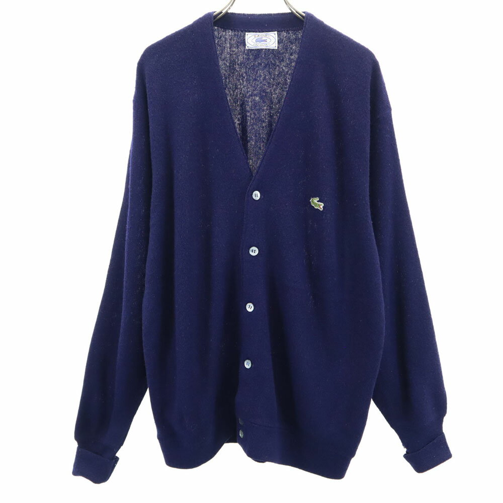 古着 IZOD LACOSTE アイゾッドラコステ 70s 糸巻タグ ヴィンテージ 長袖 Vネック ニットカーディガン L..