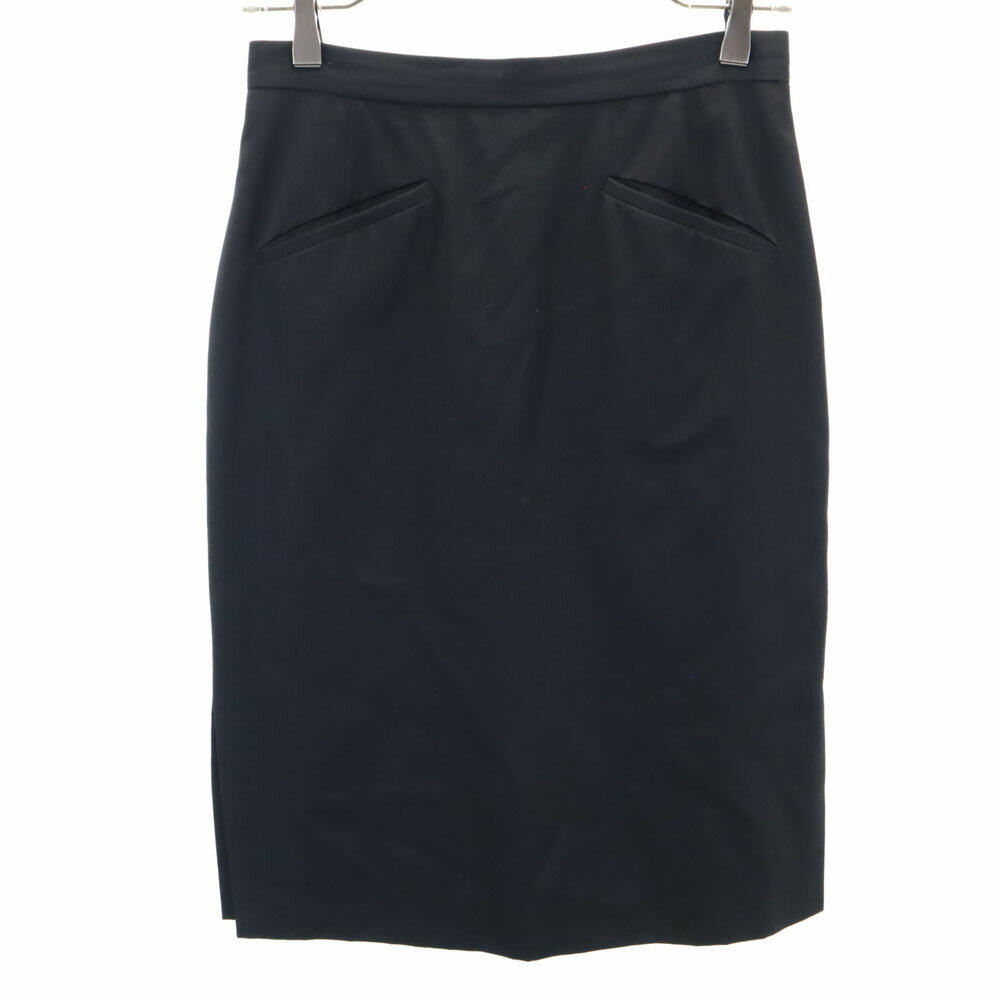 古着 アニエスベー agnes b. 日本製 ウール ミディ丈 スカート 36 ブラック レディース 【中古】 【PD】