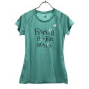 古着 ニューバランス NEW BALANCE プリント ランニング 半袖 Tシャツ S グリーン トレーニング マラソン レディース 【中古】