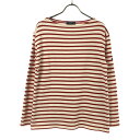 古着 SAINT JAMES セントジェームス フランス製 ボーダー 長袖 ボートネック バスクシャツ SM ホワイト×レッド ロンT レディース 【中古】 【PD】