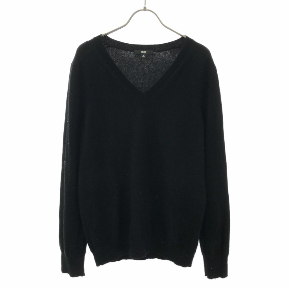 古着 ユニクロ UNIQLO カシミヤ100% 長袖 Vネック セーター XL ブラック ニット レディース 【中古】 【PD】