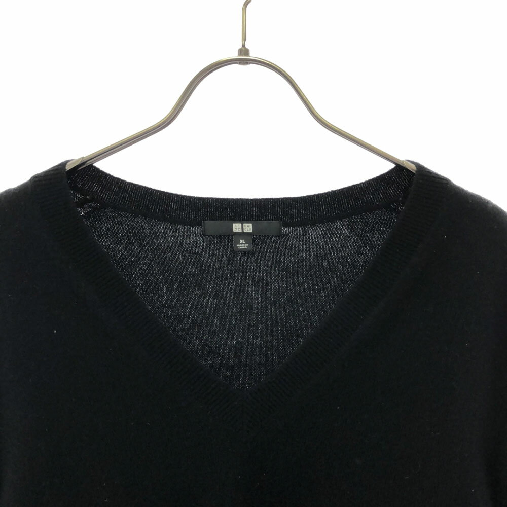 古着 ユニクロ UNIQLO カシミヤ100% 長袖 Vネック セーター XL ブラック ニット レディース 【中古】 【PD】