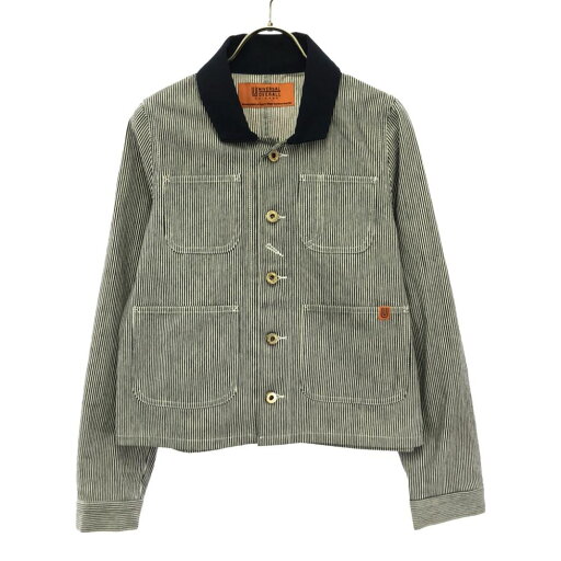 古着 UNIVERSAL OVERALL ユニバーサルオーバーオール ヒッコリーストライプ カバーオール M ネイビー×ホワイト レディース 【中古】 【PD】 古着 UNIVERSAL OVERALL ユニバーサルオーバーオール ヒッコリーストライプ カバーオール M ネイビー×ホワイト レディース 【中古】 【PD】