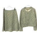 古着 UNITED ARROWS TOKYO ユナイテッドアローズトウキョウ 日本製 ノーカラージャケット スカートスーツ 上下 セットアップ 38 ホワイト系...