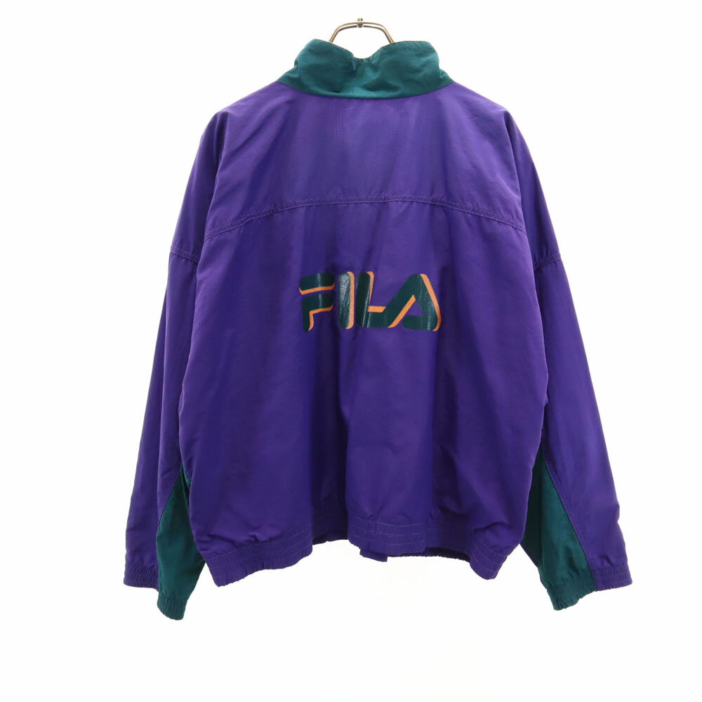 古着 FILA フィラ 90s オールド USA製 ナイロンジャケット M パープル 裏メッシュ メンズ 【中古】