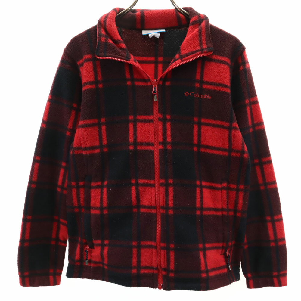 古着 コロンビア Columbia PL3612 チェック フリースジャケット M レッド系 アウトドア レディース 【中古】 【PD】