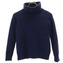 古着 YOHJI YAMAMOTO+NOIR ヨウジヤマモトプリュスノアール 日本製 ウール 長袖 タートルネック ニット 2 ネイビー レディース 【中古】 【PD】