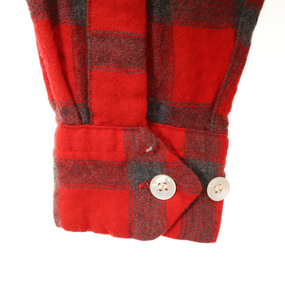 古着 ゲームアンドレイク 50s ヴィンテージ 開襟 チェック柄 長袖 ボックスシルエット オープンカラー ウールシャツ M レッド メンズ 【中古】 【PD】