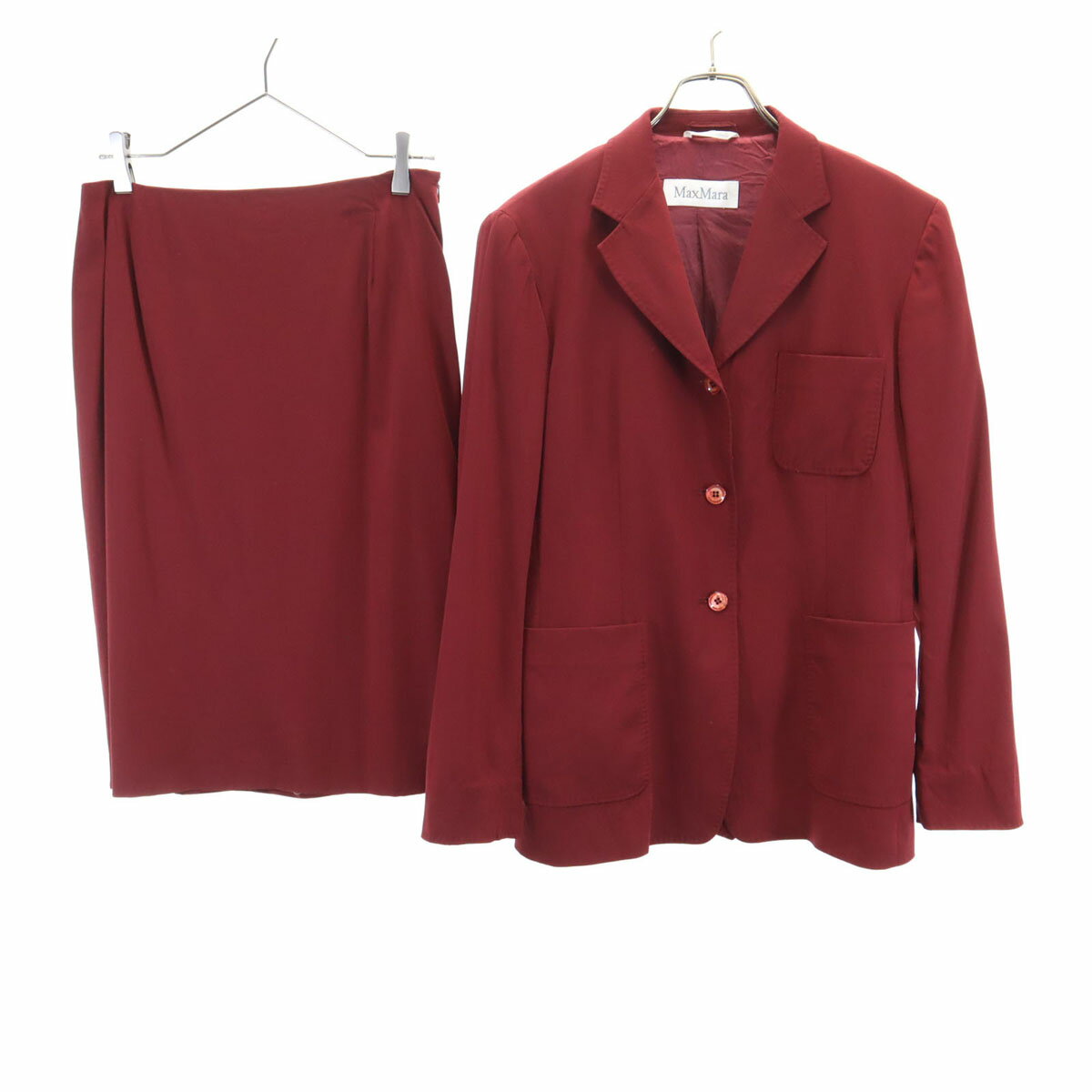 古着 マックスマーラ MAX MARA イタリア製 スカートスーツ 上下 セットアップ 42 ボルドー系 レディース 【中古】 【PD】