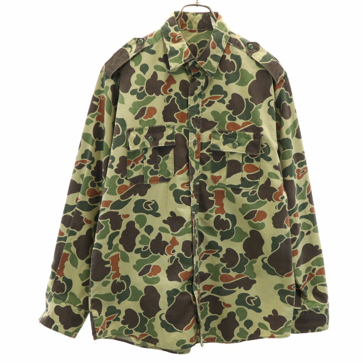 80s 90s ミリタリーシャツ　ダックハンターカモ　迷彩　カモ柄 80's unknown ダックハンターカモ柄 ハンティング シャツ