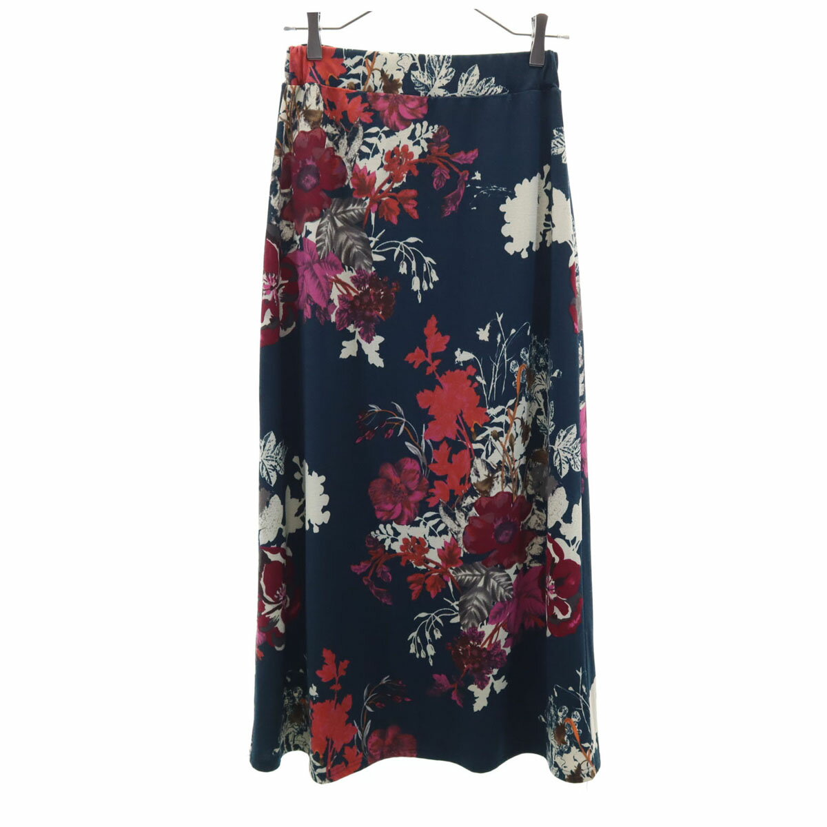 古着 アンティカ 花柄 ロングスカート F ネイビー系 レディース 【中古】 【PD】