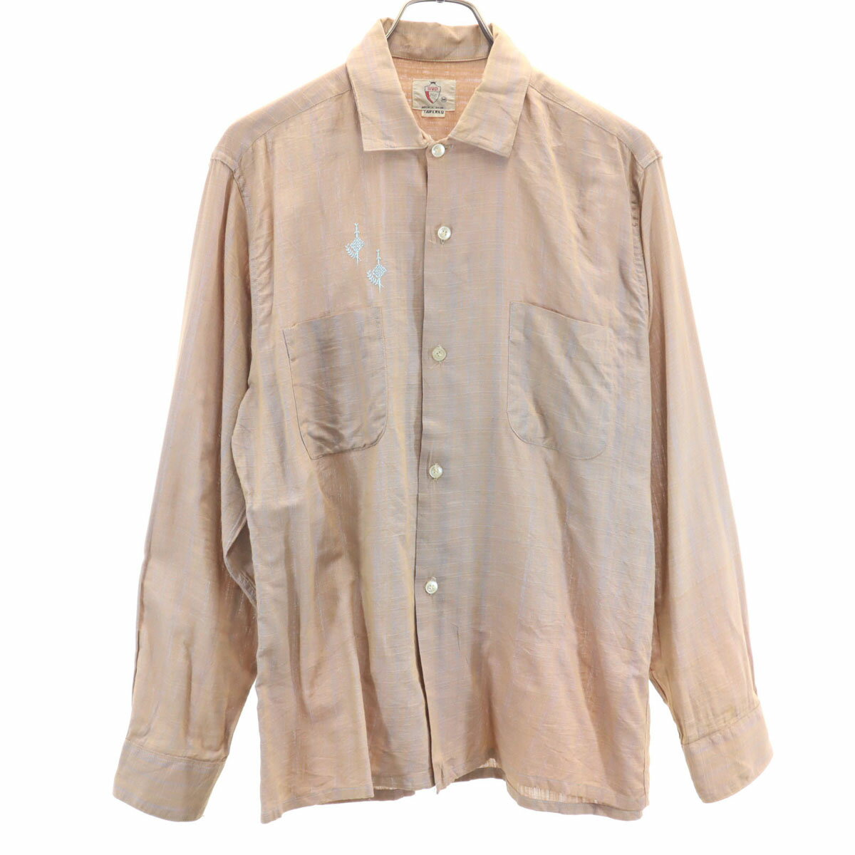 古着 ビーブイディー 60s ヴィンテージ チェック柄 長袖 コットンシャツ M オレンジ メンズ 【中古】