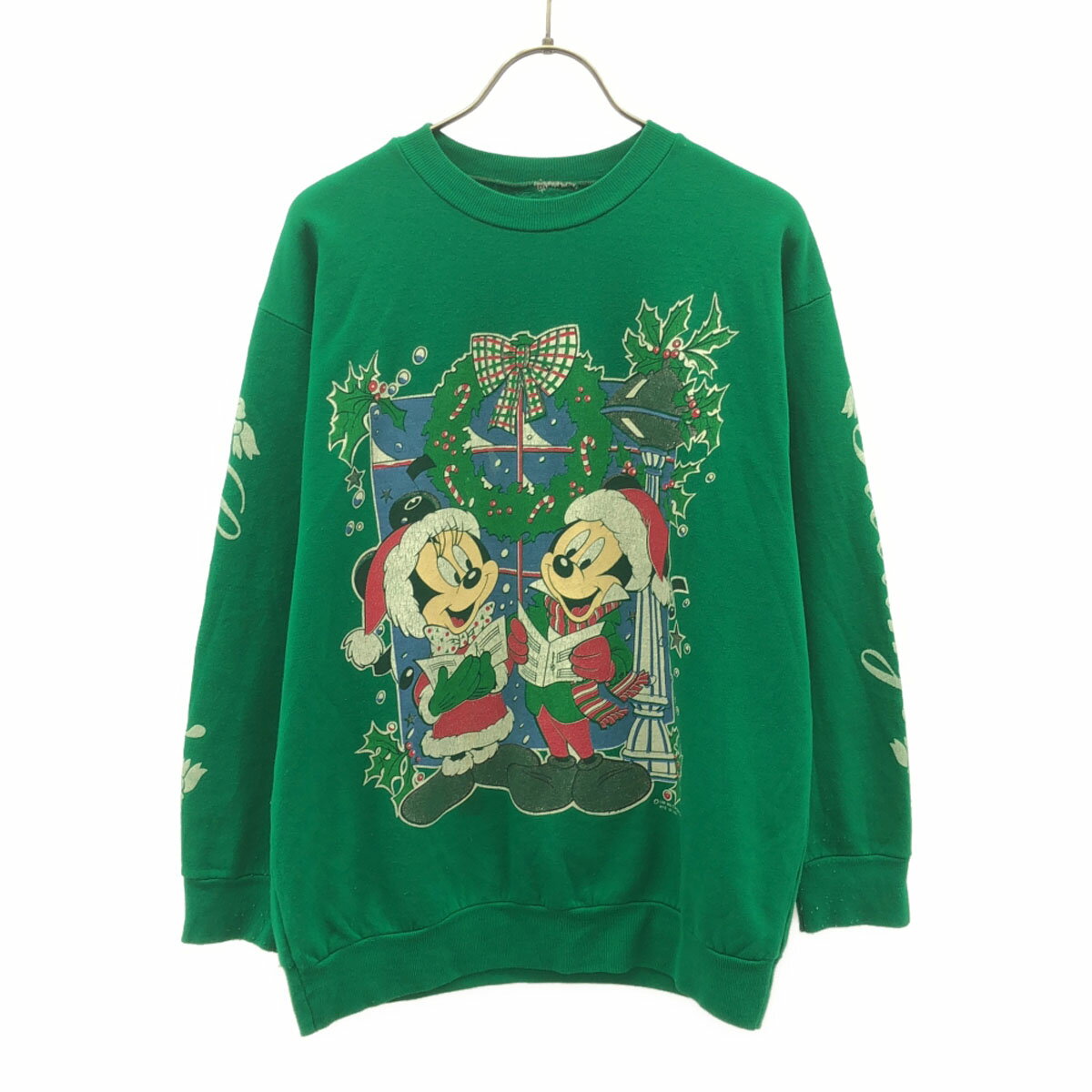 古着 OLD オールド 90s ミッキー 長袖 クルーネック トレーナー グリーン スウェット レディース 【中古】 【PD】