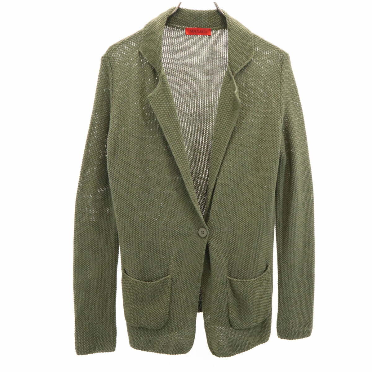 Linen, Hemp - 古着 MAX&CO マックスアンドコー 長袖 ニットカーディガン S カーキ レディース 【中古】