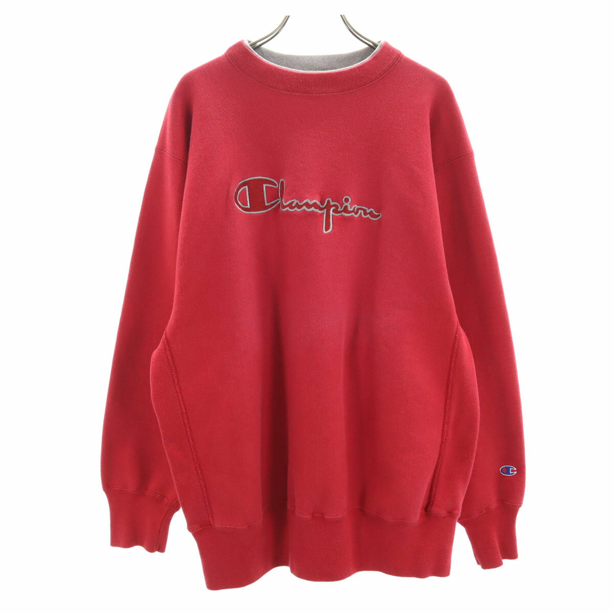 Rakuten - 古着 Champion チャンピオン 90s オールド USA製 刺繍タグ 長袖 襟ダブルカラー リバースウィーブ スウェット XL レッド メンズ 【中古】