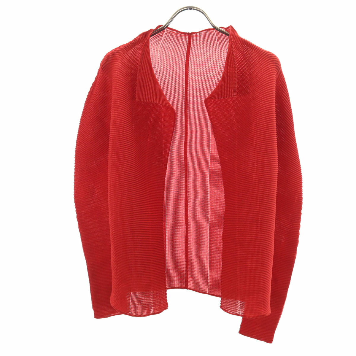 古着 me ISSEY MIYAKE ミー イッセイミヤケ 90s オールド 長袖 プリーツ カーディガン レッド レディース 【中古】 【PD】(4)