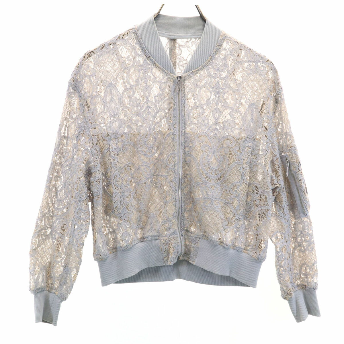 古着 ルーニィ LOUNIE 総レース ブルゾン 36 グレー ジャケット レディース 【中古】