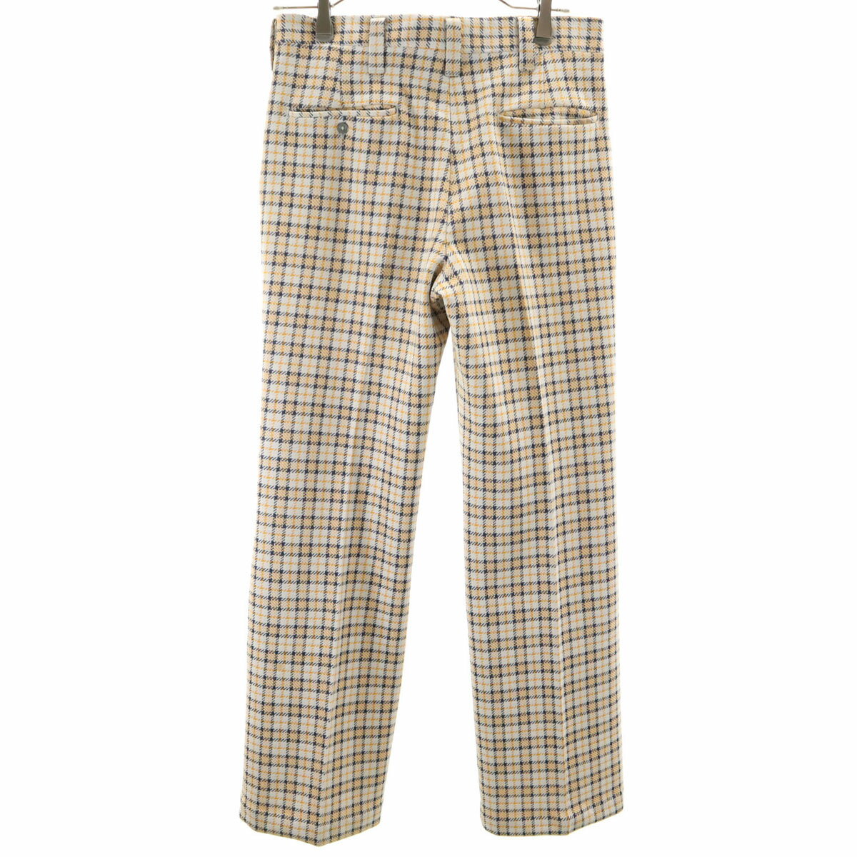 古着 MUSTANG KNIT by HAGGAR 70s 80s ヴィンテージ ロケットタロン チェック柄 ロングパンツ ホワイト メンズ 【中古】 【PD】