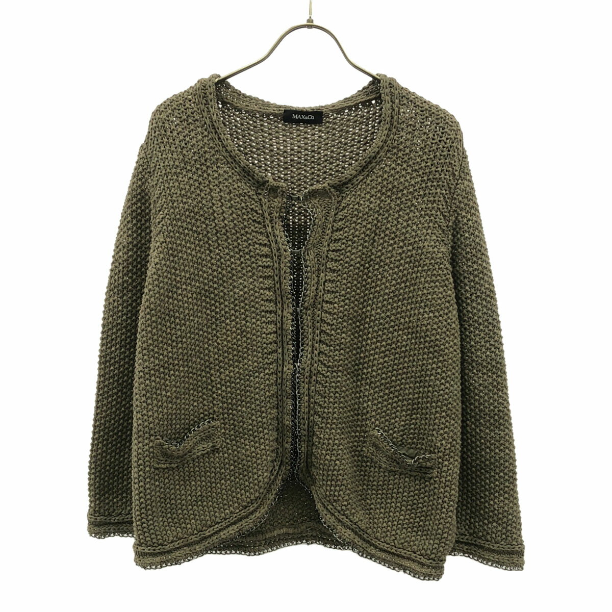 古着 MAX&CO マックスアンドコー コットン ニットジャケット L ブラウン レディース 【中古】 【PD】