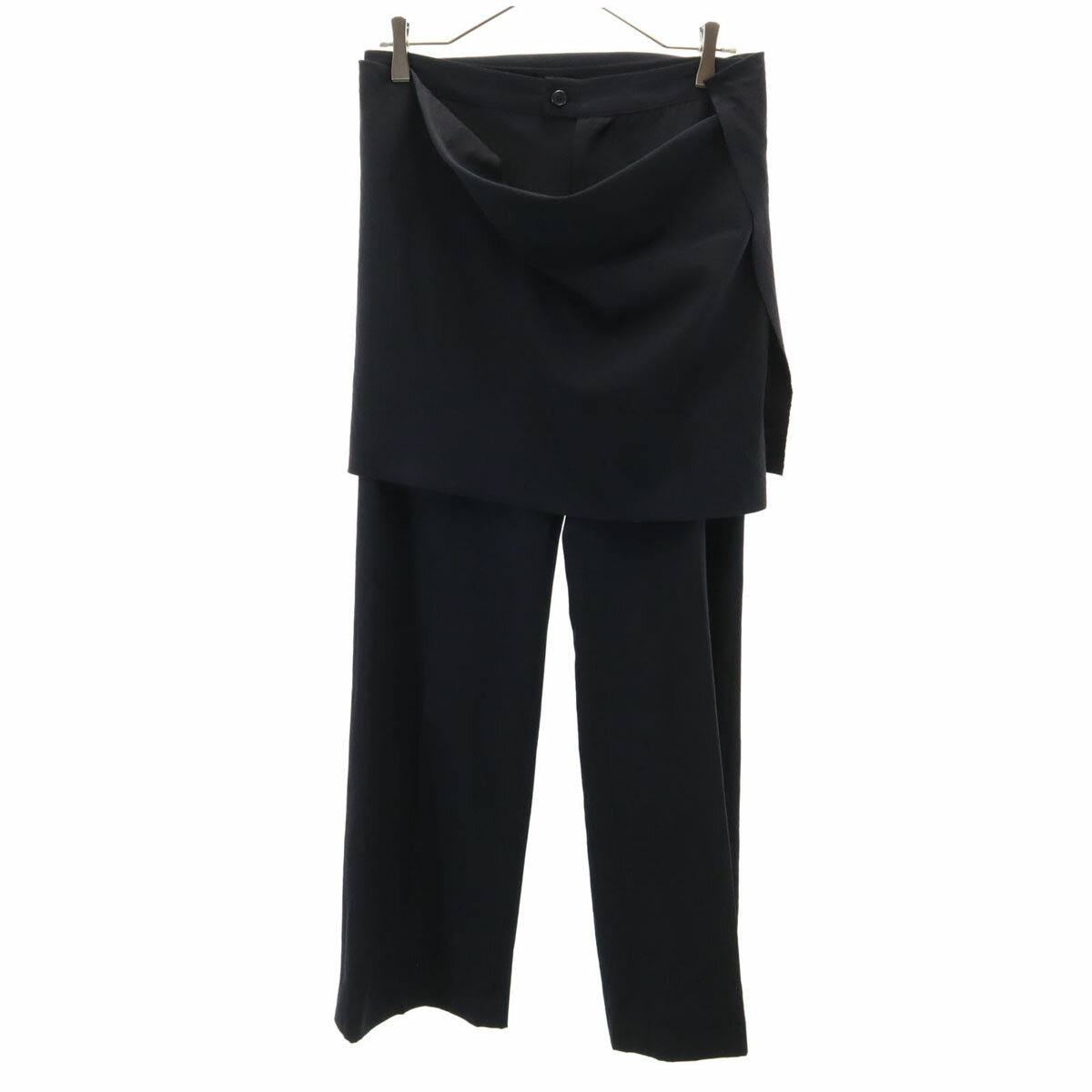 COTTON CHAMBRAY PLEATED WRAP SKIRT(XS Black): Vintage 1.1