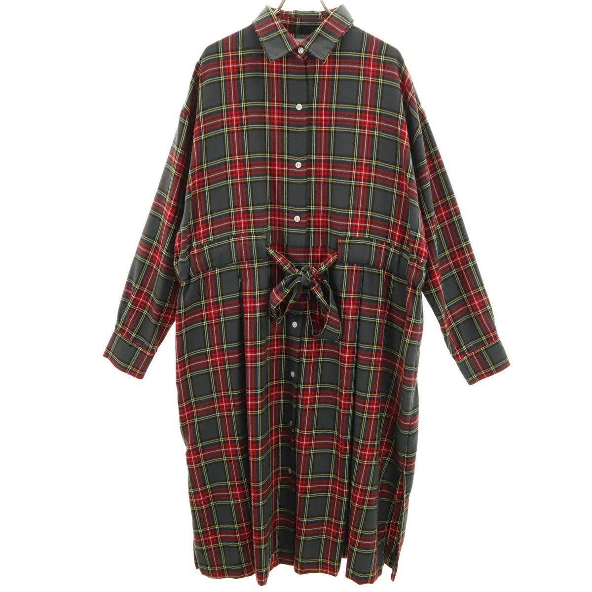 古着 ヴァンヂャケット VAN JACKET チェック柄 長袖 シャツワンピース F チャコールグレー レディース 【中古】
