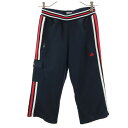 古着 未使用 adidas アディダス トレーニング ジャージ ハーフパンツ S ネイビー ひざ下 3ライン レディース 【中古】 【PD】