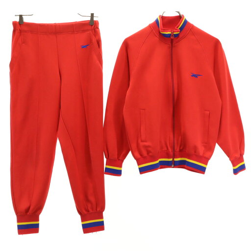 古着 アシックス asics 日本製 トラックジャケット 上下 セットアップ M レッド ジャージ レディース 【中古】 古着 アシックス asics 日本製 トラックジャケット 上下 セットアップ M レッド ジャージ レディース 【中古】