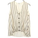 古着 Brunello Cucinelli ブルネロクチネリ イタリア製 ストライプ柄 ベスト M アイボリー レディース 【中古】 【PD】