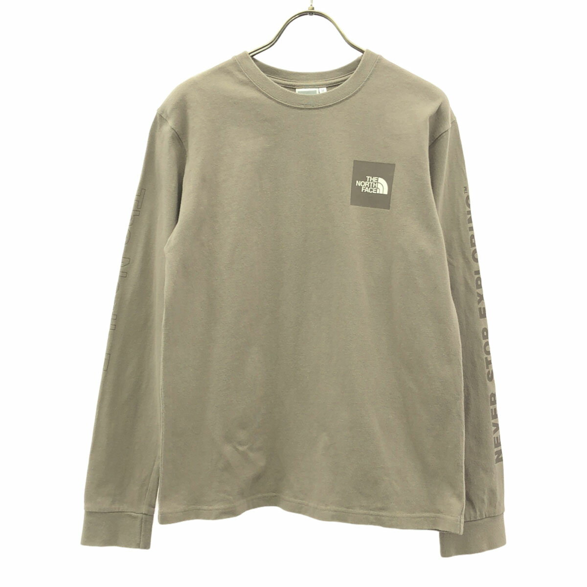 古着 THE NORTH FACE ザノースフェイス ロゴプリント 長袖 グラフィック Tシャツ M ミネラルグレー アウトドア NTW32042 バックプリント ロンT レディース 【中古】 【PD】