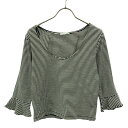 古着 ZARA ザラ ボーダー柄 7分袖 カットソー L ブラック×ホワイト レディース 【中古】(4)