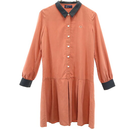 古着 FRED PERRY フレッドペリー 長袖 シャツワンピース 8 オレンジ系 レディース 【中古】 【PD】 古着 FRED PERRY フレッドペリー 長袖 シャツワンピース 8 オレンジ系 レディース 【中古】 【PD】