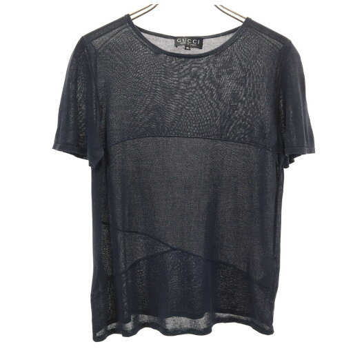 古着 GUCCI グッチ イタリア製 シルク 半袖 ニット M 濃紺 レディース 【中古】 【PD】 古着 GUCCI グッチ イタリア製 シルク 半袖 ニット M 濃紺 レディース 【中古】 【PD】