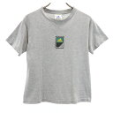 古着 adidas アディダス USA製 バック サッカー プリント 半袖 Tシャツ S グレー レディース 【中古】(4)
