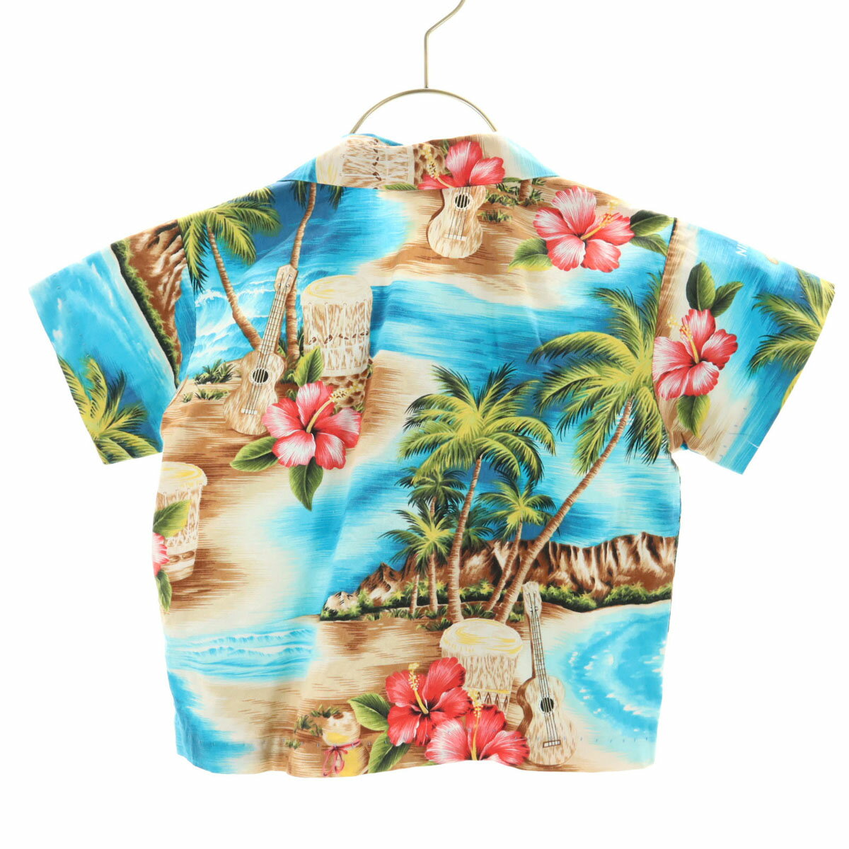 古着 RJC ロバートジェイクランシー ハワイ製 海柄 半袖 開襟 アロハシャツ 24M ブルー系 キッズ 【中古】