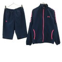 古着 UNDER ARMOUR アンダーアーマー 長袖 ジャージジャケット 上下 セットアップ SM ネイビー系 ハーフパンツ レディース 【中古】