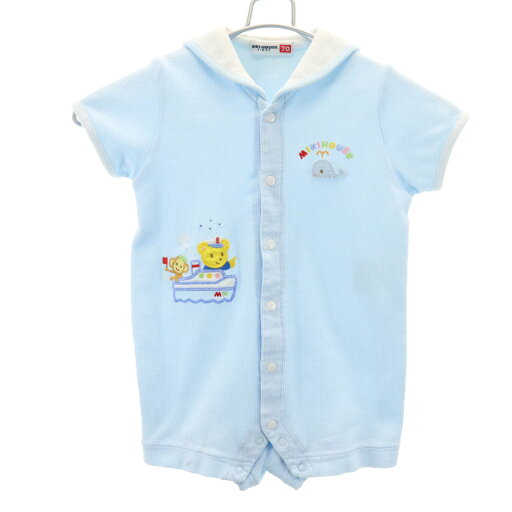 古着 mikihouse ミキハウス 日本製 半袖 カバーオール 70 ライトブルー キッズ 【中古】 古着 mikihouse ミキハウス 日本製 半袖 カバーオール 70 ライトブルー キッズ 【中古】