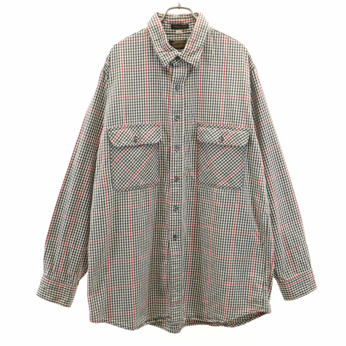 古着 Eddie Bauer エディーバウアー 80s ヴィンテージ 黒タグ チェック柄 長袖 シャツ ホワイト アウトドア メンズ 【中古】