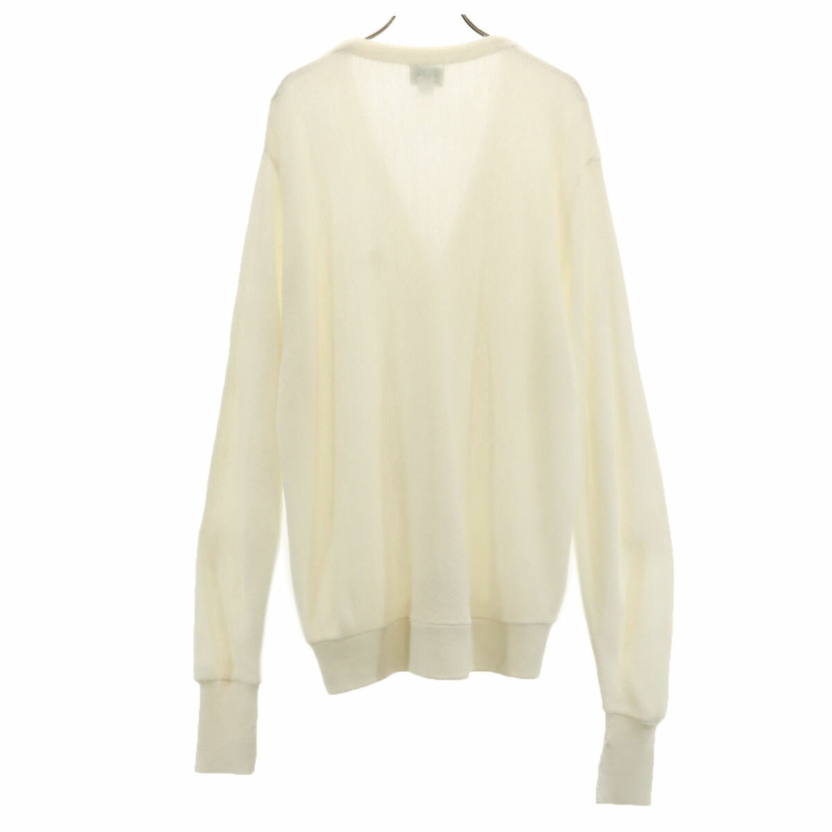 古着 IZOD LACOSTE アイゾットラコステ 90s USA製 アクリル オールド 長袖 Vネック ニットカーディガン L 白 メンズ 【中古】