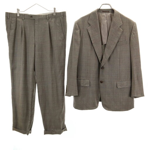 古着 LANVIN ランバン 90s ウール オールド チェック柄 スーツ 上下 セットアップ ST50-56 グレー メンズ 【中古】 古着 LANVIN ランバン 90s ウール オールド チェック柄 スーツ 上下 セットアップ ST50-56 グレー メンズ 【中古】