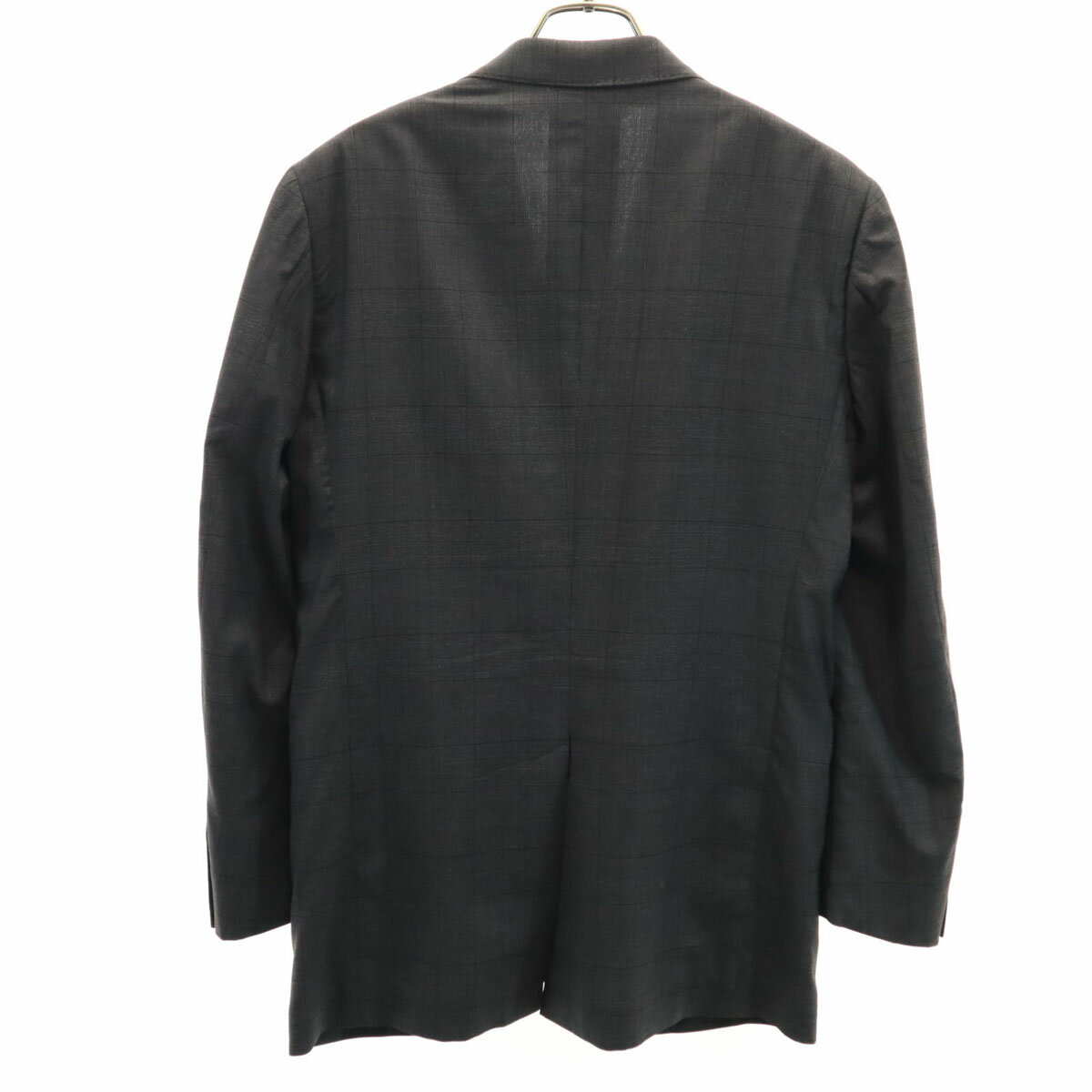 古着 麻布テーラー アザブテーラー シルクブレンド チェック柄 E.THOMAS テーラードジャケット 46 グレー メンズ 【中古】