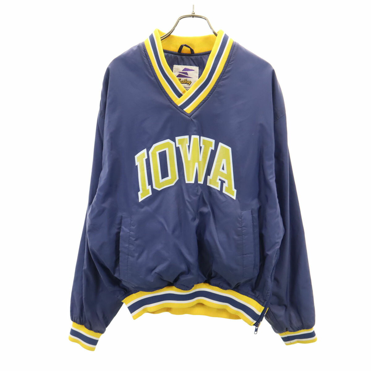 古着 EASTBOY イーストボーイ 長袖 プルオーバー ナイロンジャケット M ブルー系 裏起毛 レディース 【中古】